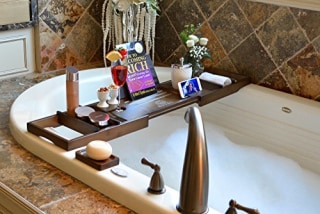 ROYAL CRAFT WOOD Luxury Bamboo Bathtub Caddy Tray, Free Soap Holder (Brown)