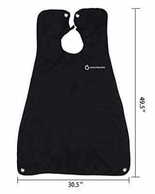 Beard Bib Apron, Beard Hair Clippings Catcher for Shaving and Trimming, Grooming Cape Apron with 4 Suction Cups, Adjustable Neck Straps, Beard Gift for Men - Black