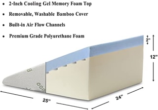 InteVision Foam Bed Wedge Pillow (25 x 24 x 12 inches) and Headrest Pillow in One Package - Helps Relief from Acid Reflux, Post Surgery, Snoring - 2 inches Memory Foam Top