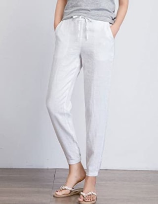 Tapered Drawstring Linen Pants