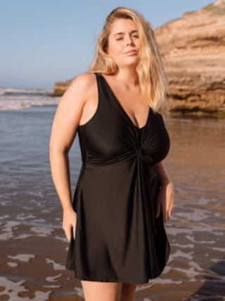 Essentials Swim Knot-Front Swim Dress