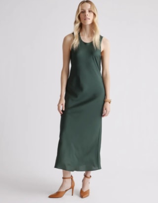 Washable Stretch Silk Tank Midi Dress