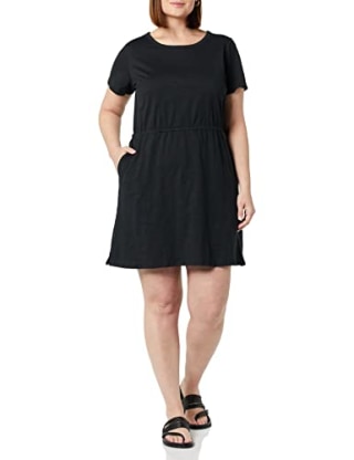 Short Sleeve Elastic Waist Cotton Jersey Minidress