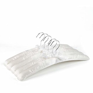17-Inch Large Ivory Satin Padded Hangers (Set of 5)