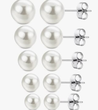 Faux Pearl Stud Earrings