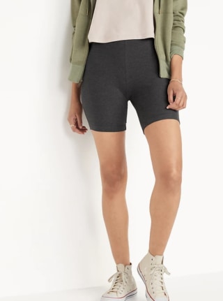 High-Waisted Rib-Knit Biker Shorts