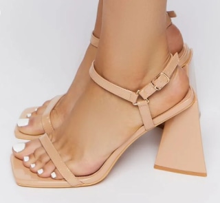 Faux Patent Leather Flare Heels