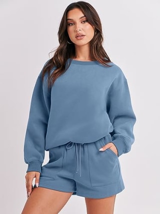 Sweatshirt and shorts lounge set hotsell