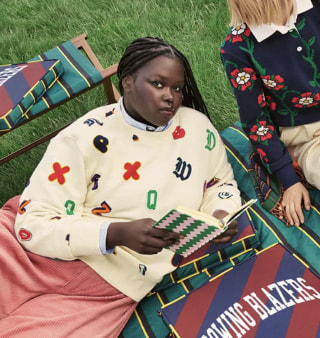 Alphabet Print Crewneck Sweatshirt