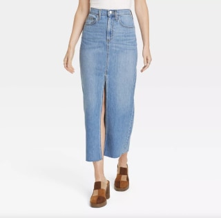 High-Rise Denim Maxi Skirt