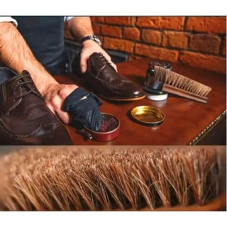 MetMetalrt Horsehair Shoes Polish Brushes Shoe Shine Kit
