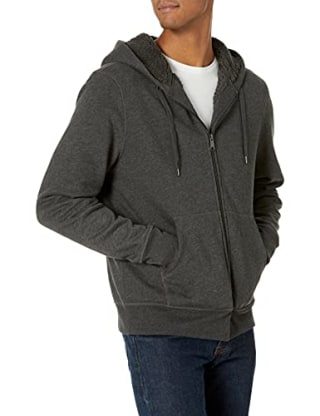 Sherpa-Lined Full-Zip Hooded Fleece Sweatshirt