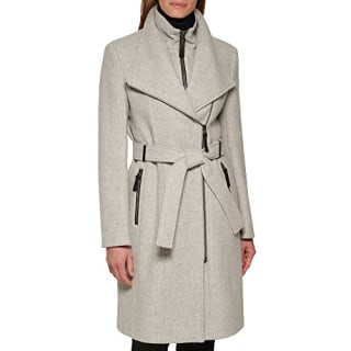 Order Calvin Klein Woman's Faux-shearing Wing Collar Coat Jacket