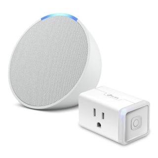 Echo Pop and Glacier White with TP-Link Kasa Smart Plug Bundle