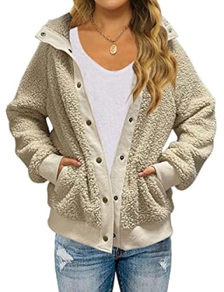 Long Sleeve Button Sherpa Jacket