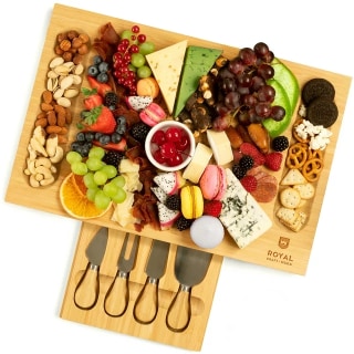 Royal Craft Wood Unique Bamboo Charcuterie Platter and Serving Tray