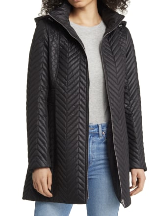 Herringbone Quilted Hooded Jacket