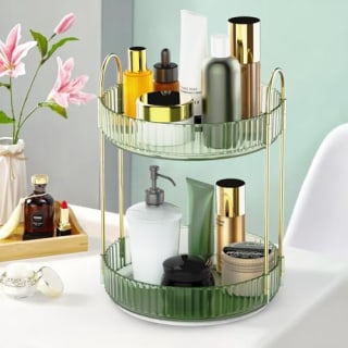 Kssvzz 360 Rotating Makeup Organizer for Vanity - Spinning Bathroom Organizer Countertop