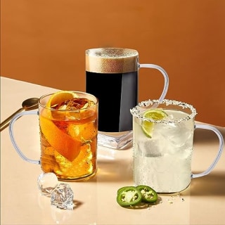 BOQO 16oz Glass Coffee Cups Set of 6