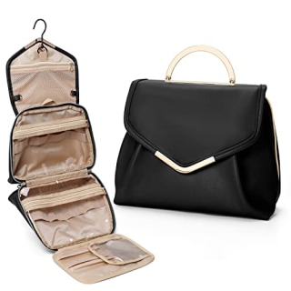 Wind in Hand Toiletry Bag, Travel Makeup Bag Metal Hanging Hook and Detachable Pouch