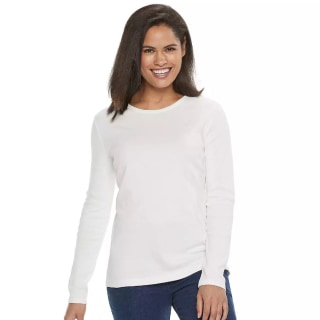 Women's Croft & Barrow® Long-Sleeve Crew Neck Tee
