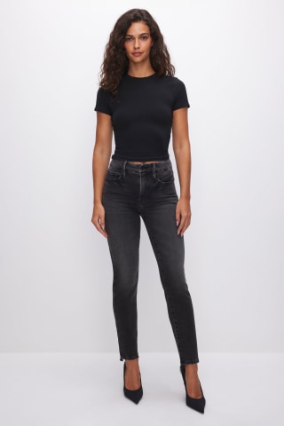 Good American Soft-Tech Good Classic Slim Straight Jeans