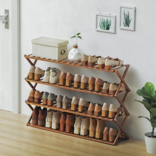 Bamboo Foldable Shoe Rack