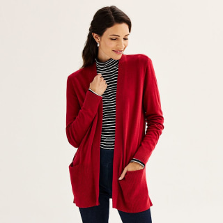 Women's Croft & Barrow® Classic Ribbed Open-Front Cardigan