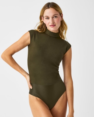 Spanx Faux Suede Mock Neck Bodysuit
