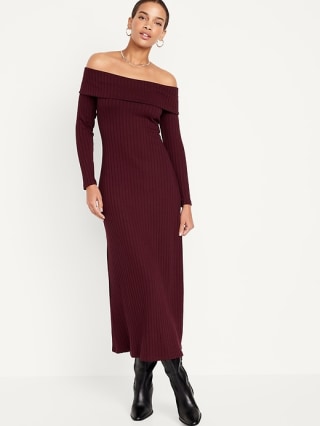 Old Navy Off-Shoulder Rib-Knit Maxi Dress