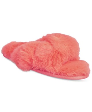 Jenni Women's Faux-Fur Solid Crossband Slippers