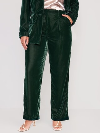 Old Navy Extra High-Waisted Pleated Taylor Trouser Velvet Pants for Women
