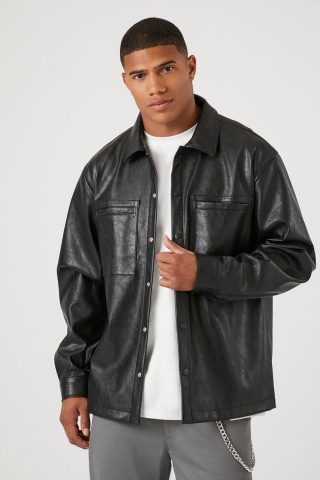 Faux Leather Pocket Shirt