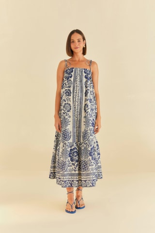 Farm Rio Blue Pineapple Garden Maxi Dress