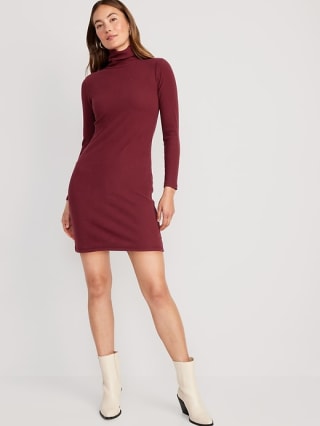 Old Navy Fitted Mock-Neck Rib-Knit Mini Dress