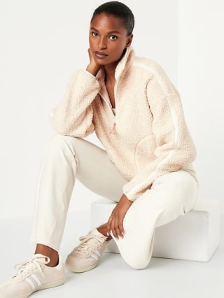 Old Navy Cropped Sherpa 1/4-Zip Pullover