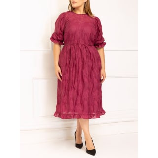 Plus Size Jacquard Dress with Slip Lining