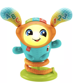 Child dancing and playing with Fisher-Price DJ Bouncin' Beats.