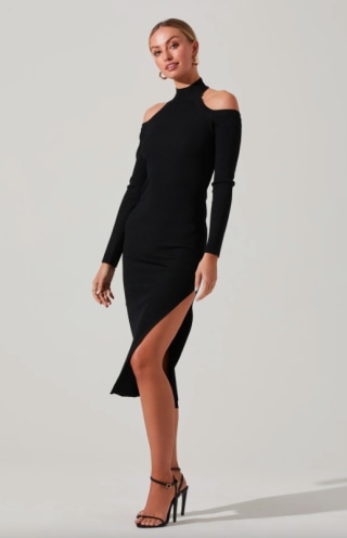 Isara Sweater Choker Cutout Midi Dress