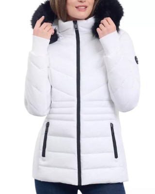 Michael Kors Women's Faux-Fur-Trim Hooded Puffer Coat