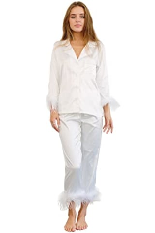 Feather Trim Pajama Set