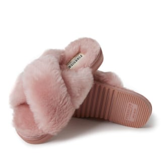 New Castle Genuine Shearling Cross Band Slide