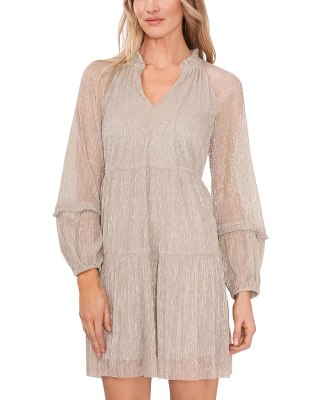 V Neck Sparkle Babydoll Dress