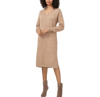 V Neck Side Slit Dress