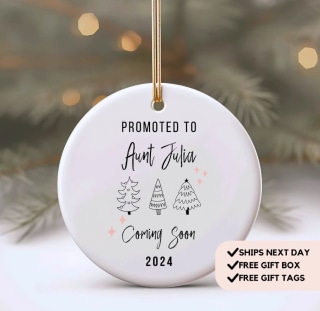 ShopHelloJuneDesigns Personalized Promoted to Aunt Christmas Ornament
