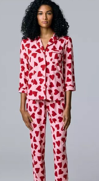 Pajama Shirt & Cropped Pajama Pants Sleep Set