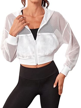 Mesh Crop Hoodie Jacket