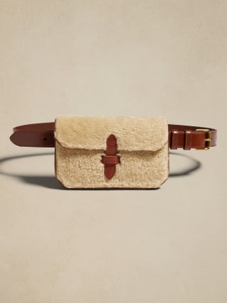 Shearling and Leather Belt Bag