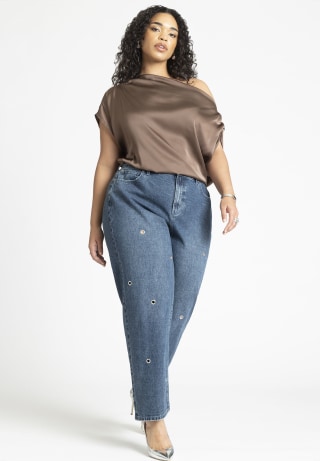 High Rise Loose Grommet Jean