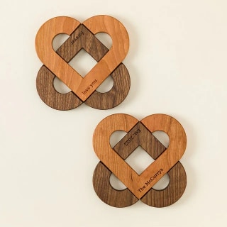 Personalized Interlocking Hearts Trivet Set